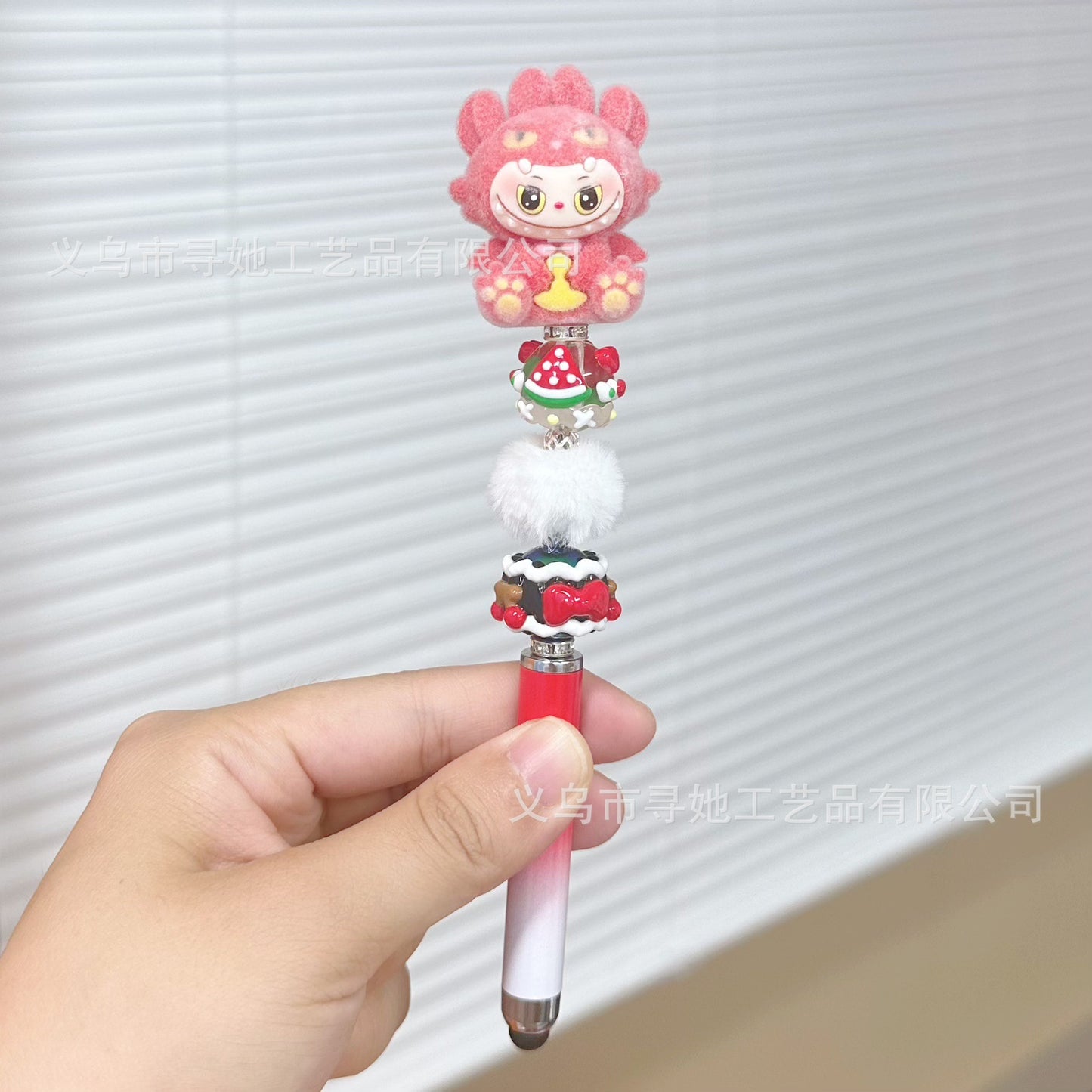 Creative DIY Cute Beaded Pen for Mobile Phones and Tablets, Touchscreen Gel Pen, Adorable Handmade Doll, Student Gift