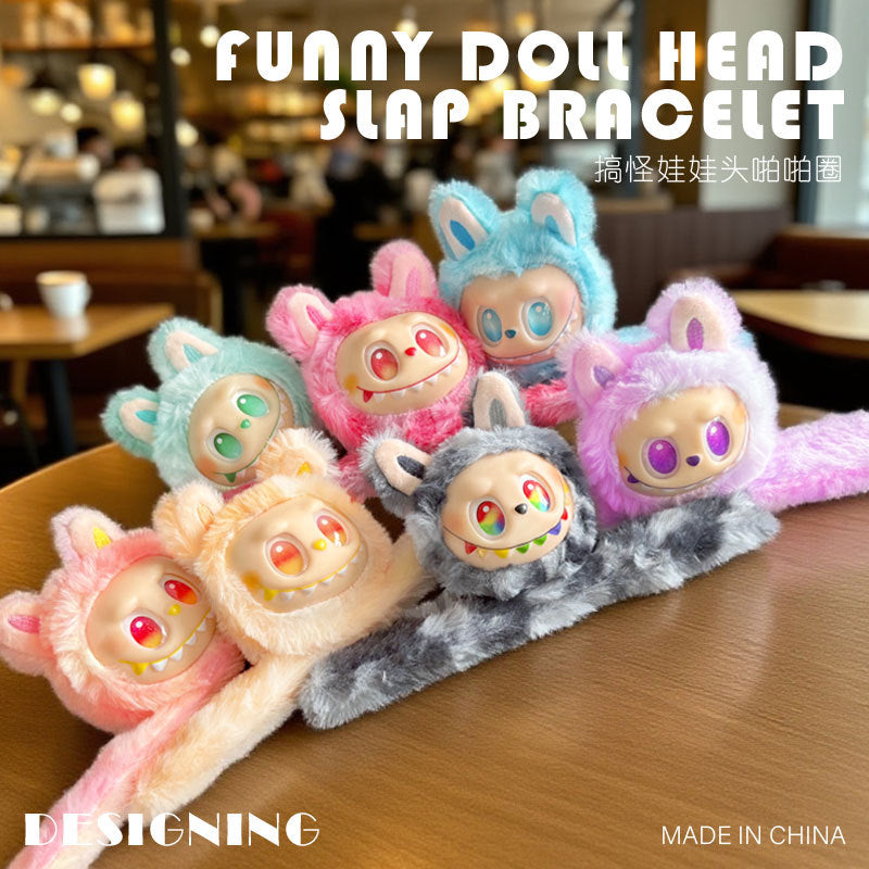 New Cute Labubu Snap Ring Bracelet Plush Toy Doll Children's Birthday Gift Plushie