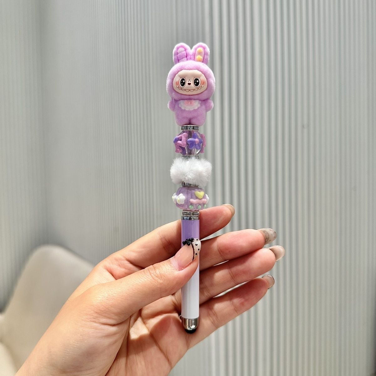Creative DIY Cute Beaded Pen for Mobile Phones and Tablets, Touchscreen Gel Pen, Adorable Handmade Doll, Student Gift