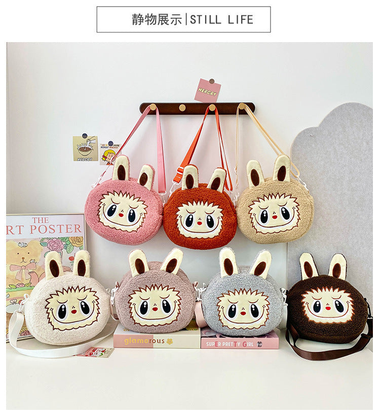 New Cartoon Crossbody Double Backpack Plush Bag City Park L Labubu Bag Crossbody Bag Children's Bag