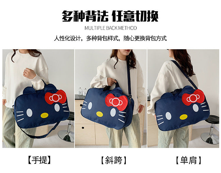Fashion Cat Large Capacity Student Travel Bag Waterproof Large Capacity Cute Girl KT Luggage Bag Female Handbag