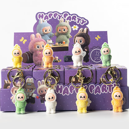 Flocked Halloween Labubu Trendy Toy Doll Children's Toy Bubble Mart Figurine Blind Bag Blind Box