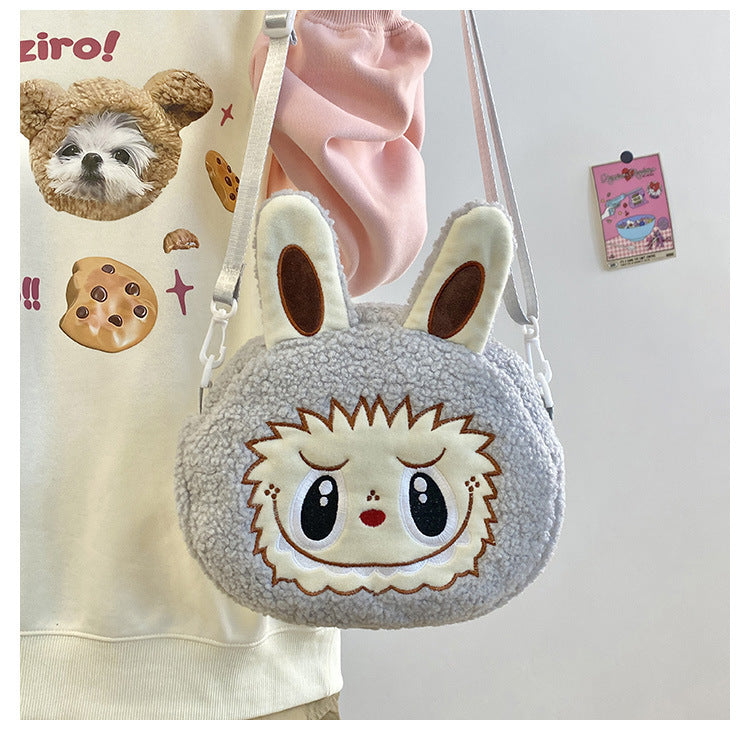 New Cartoon Crossbody Double Backpack Plush Bag City Park L Labubu Bag Crossbody Bag Children's Bag