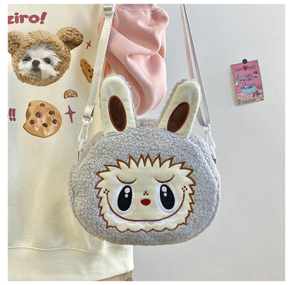 New Cartoon Crossbody Double Backpack Plush Bag City Park L Labubu Bag Crossbody Bag Children's Bag