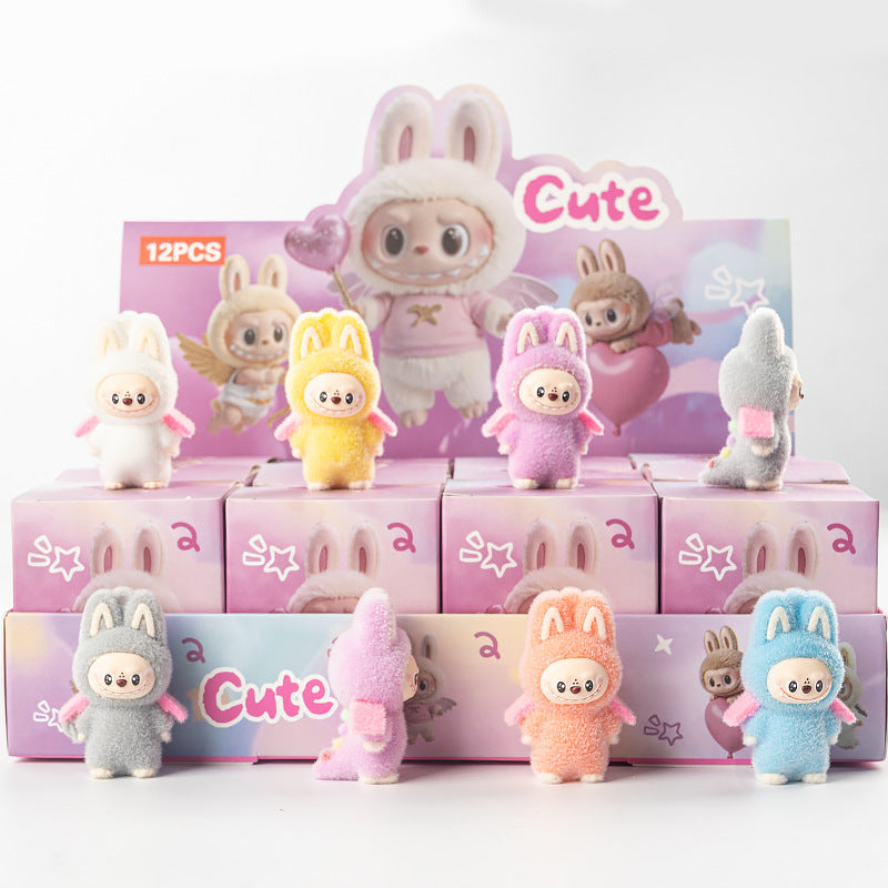 Flocked Halloween Labubu Trendy Toy Doll Children's Toy Bubble Mart Figurine Blind Bag Blind Box