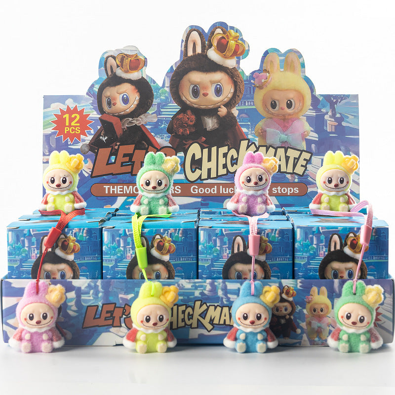 Flocked Halloween Labubu Trendy Toy Doll Children's Toy Bubble Mart Figurine Blind Bag Blind Box