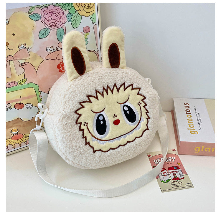 New Cartoon Crossbody Double Backpack Plush Bag City Park L Labubu Bag Crossbody Bag Children's Bag