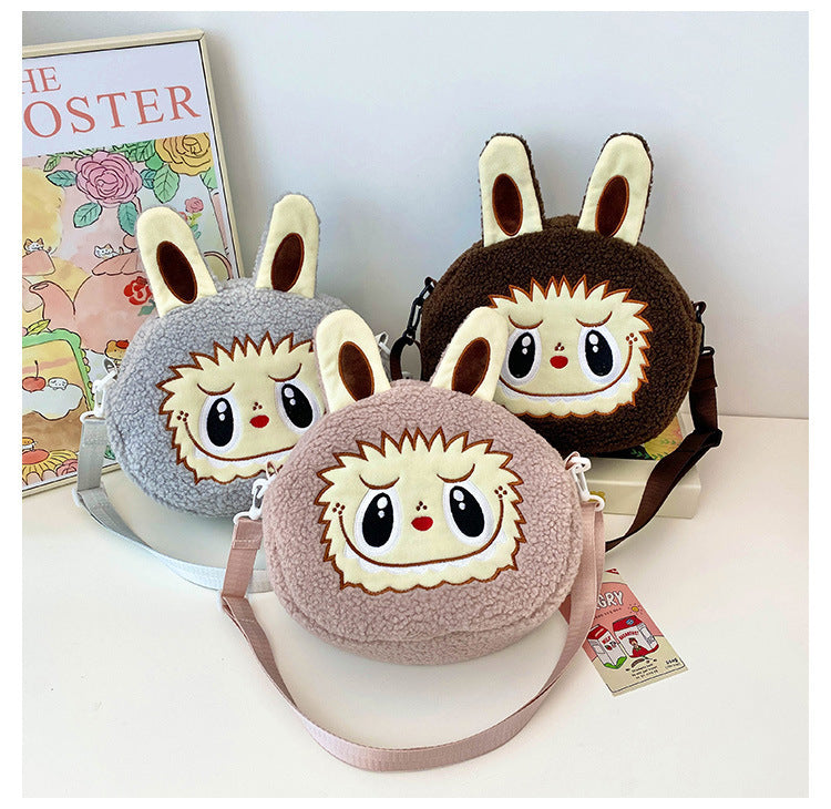 New Cartoon Crossbody Double Backpack Plush Bag City Park L Labubu Bag Crossbody Bag Children's Bag