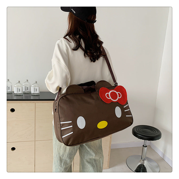 Fashion Cat Large Capacity Student Travel Bag Waterproof Large Capacity Cute Girl KT Luggage Bag Female Handbag