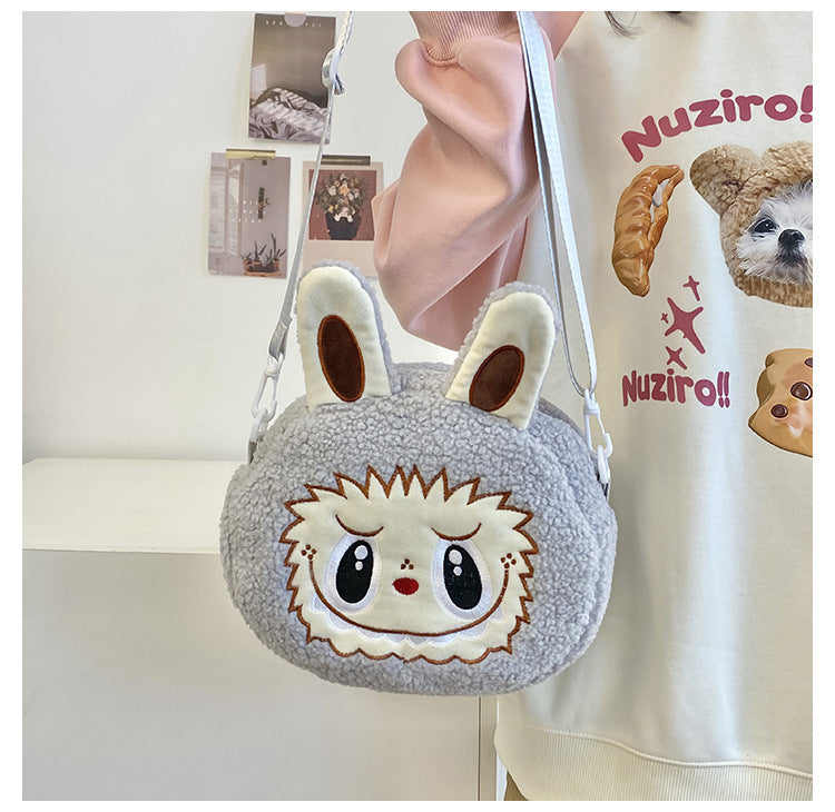 New Cartoon Crossbody Double Backpack Plush Bag City Park L Labubu Bag Crossbody Bag Children's Bag