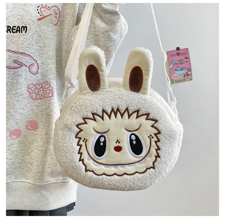 New Cartoon Crossbody Double Backpack Plush Bag City Park L Labubu Bag Crossbody Bag Children's Bag