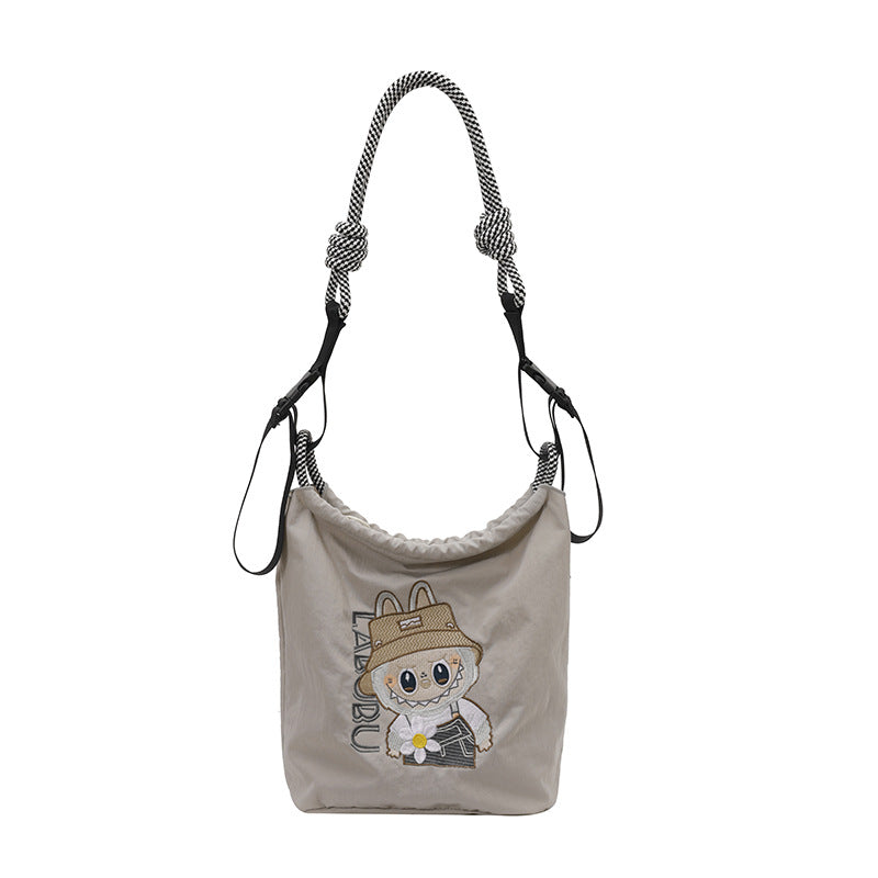 Premium Embroidered Nylon Square Bag Shopping Bag Simple Fashion Trendy Rabbu Commuter Versatile Canvas Bag Handbag
