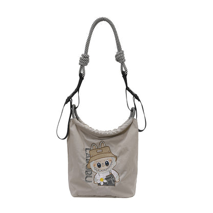 Premium Embroidered Nylon Square Bag Shopping Bag Simple Fashion Trendy Rabbu Commuter Versatile Canvas Bag Handbag