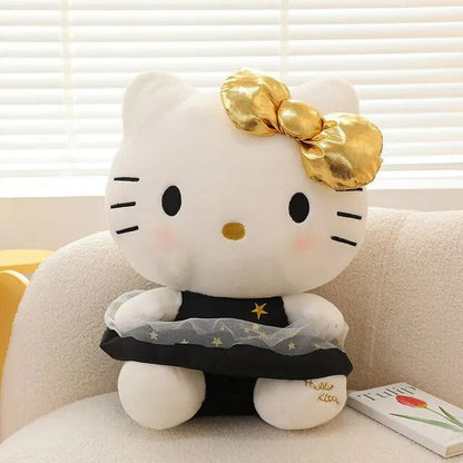 Cartoon Cute Plush Dolls Sanrioed Black Gold Kuromi Hello Kitty Plush Toy New Black Gold Kt Wedding Doll Gifts Kids Birthday ls