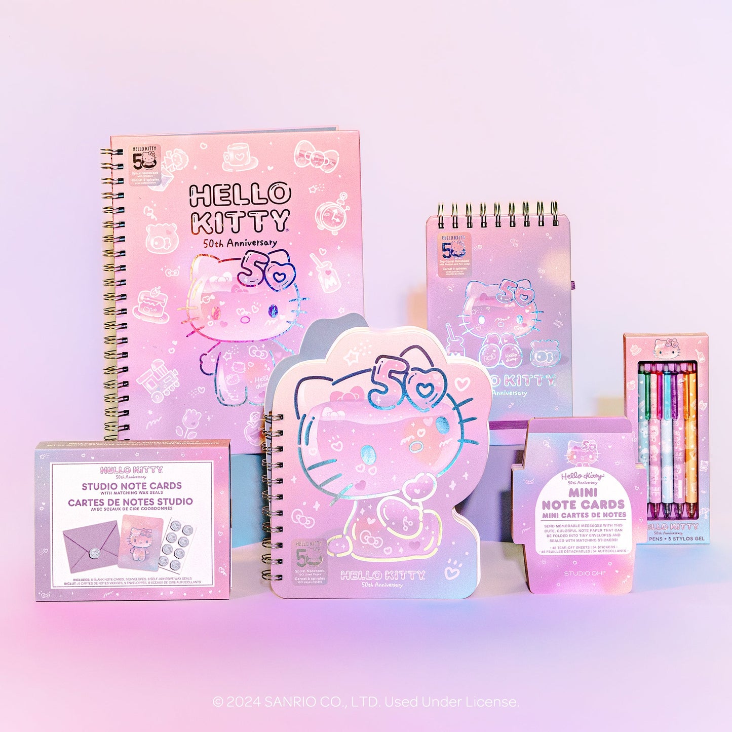 Hello Kitty x Studio Oh! 50th Anniversary Top-Spiral Notebook with Pocket & Pen Loop