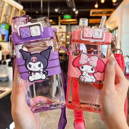 Sanlio Kulomi Children'S Summer Water Cup Double Drink Portable Water Bottle With Straw For Men And Women To Go To School To Drink Water Portable Water Bottle