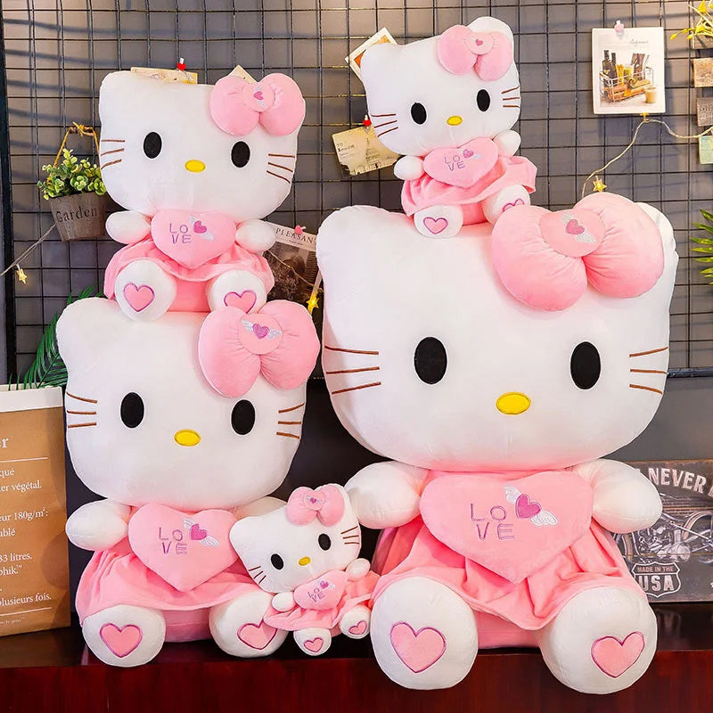 Cute Hello Kitty Pink Plush Stuffed Toys Anime Cartoon Plushie Doll Soft Stuffed Pillow Toys For Children Birthday Xmas Gifts