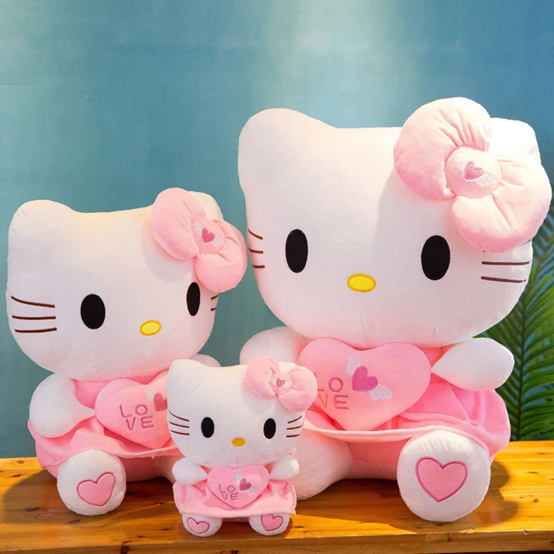 Cute Hello Kitty Pink Plush Stuffed Toys Anime Cartoon Plushie Doll Soft Stuffed Pillow Toys For Children Birthday Xmas Gifts