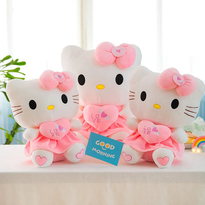 Cute Hello Kitty Pink Plush Stuffed Toys Anime Cartoon Plushie Doll Soft Stuffed Pillow Toys For Children Birthday Xmas Gifts