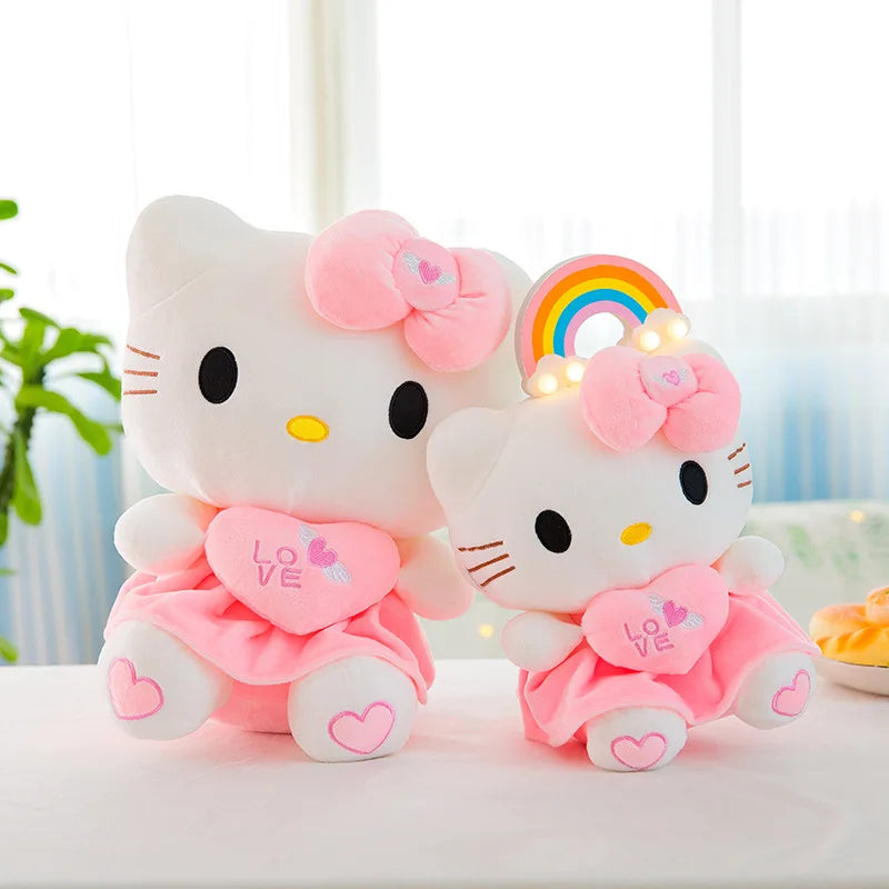 Cute Hello Kitty Pink Plush Stuffed Toys Anime Cartoon Plushie Doll Soft Stuffed Pillow Toys For Children Birthday Xmas Gifts