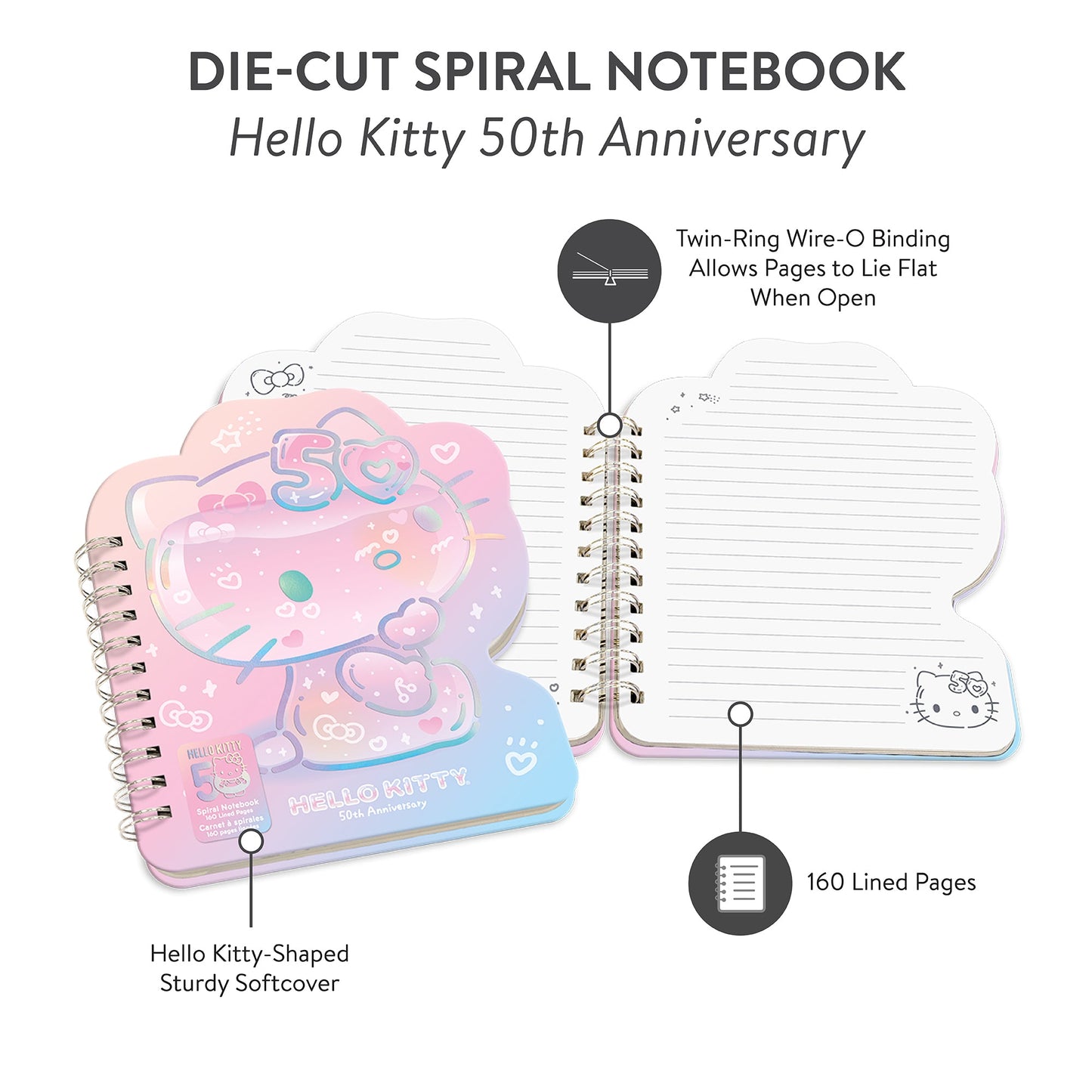 Hello Kitty x Studio Oh! 50th Anniversary Die-Cut Spiral Notebook