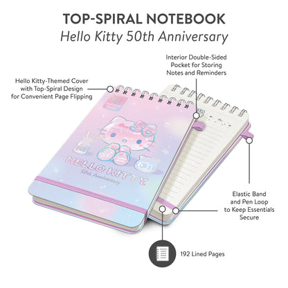 Hello Kitty x Studio Oh! 50th Anniversary Top-Spiral Notebook with Pocket & Pen Loop