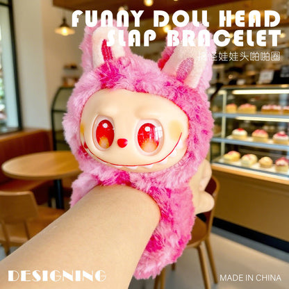 New Cute Labubu Snap Ring Bracelet Plush Toy Doll Children's Birthday Gift Plushie