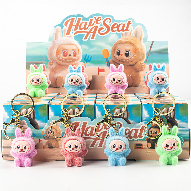 Flocked Halloween Labubu Trendy Toy Doll Children's Toy Bubble Mart Figurine Blind Bag Blind Box