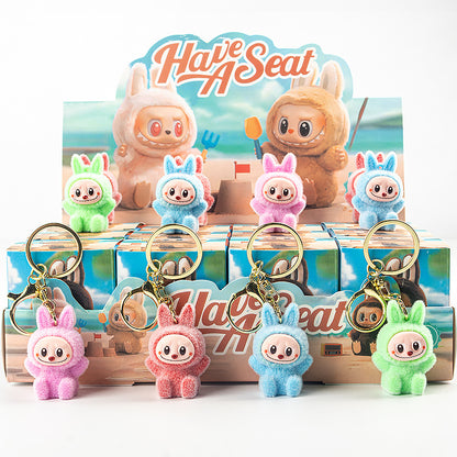 Flocked Halloween Labubu Trendy Toy Doll Children's Toy Bubble Mart Figurine Blind Bag Blind Box