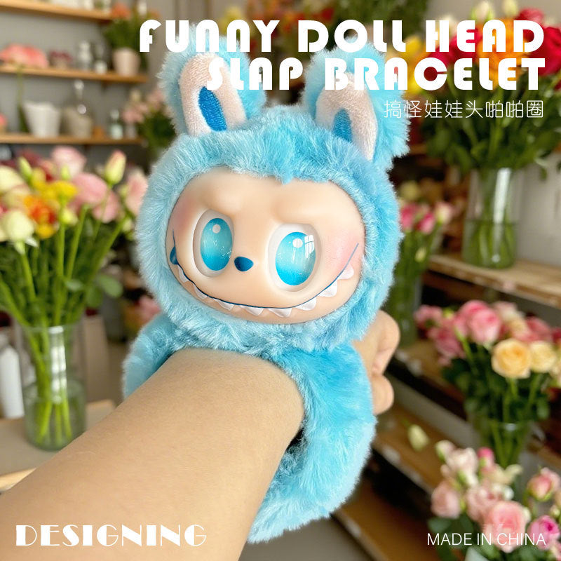 New Cute Labubu Snap Ring Bracelet Plush Toy Doll Children's Birthday Gift Plushie