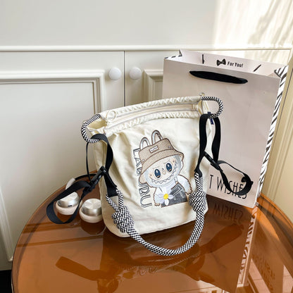 Premium Embroidered Nylon Square Bag Shopping Bag Simple Fashion Trendy Rabbu Commuter Versatile Canvas Bag Handbag