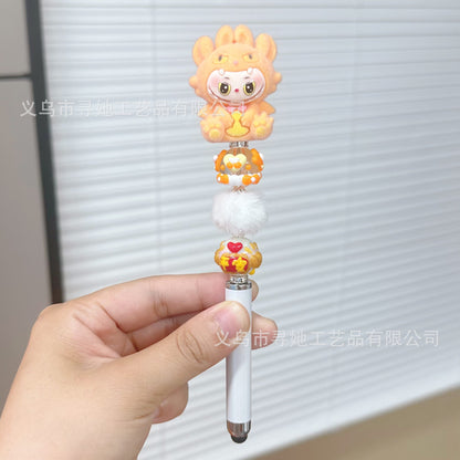 Creative DIY Cute Beaded Pen for Mobile Phones and Tablets, Touchscreen Gel Pen, Adorable Handmade Doll, Student Gift