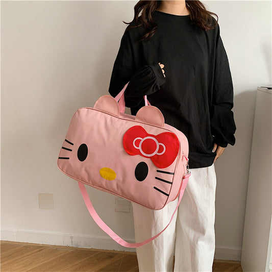 Fashion Cat Large Capacity Student Travel Bag Waterproof Large Capacity Cute Girl KT Luggage Bag Female Handbag