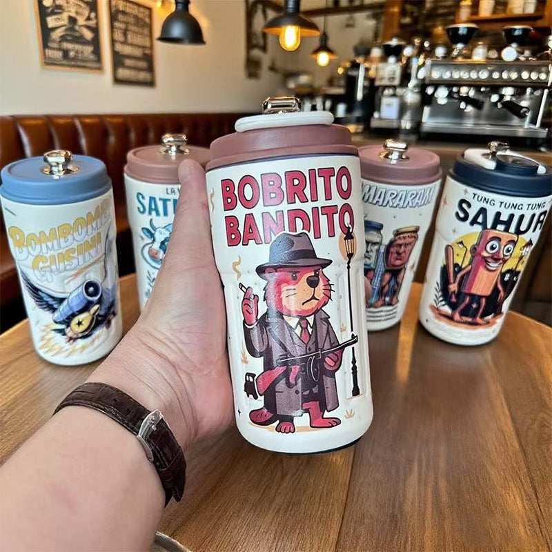 Labubu 316 Stainless Steel Insulated Cup Cartoon High-Value Straw Cup Portable Large Capacity Ice American Coffee Cup