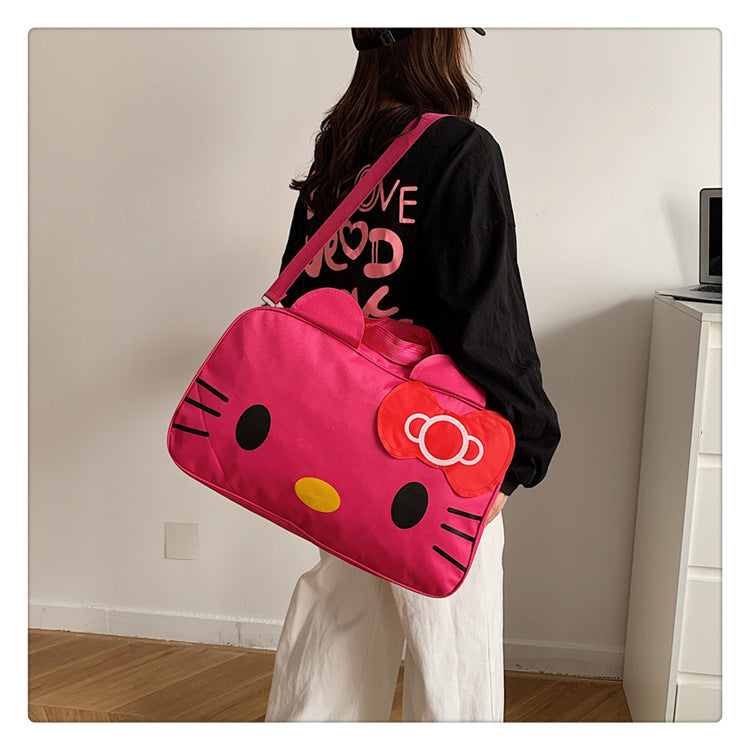 Fashion Cat Large Capacity Student Travel Bag Waterproof Large Capacity Cute Girl KT Luggage Bag Female Handbag