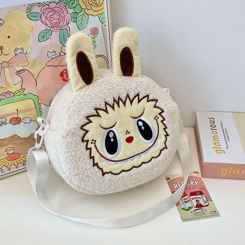 New Cartoon Crossbody Double Backpack Plush Bag City Park L Labubu Bag Crossbody Bag Children's Bag