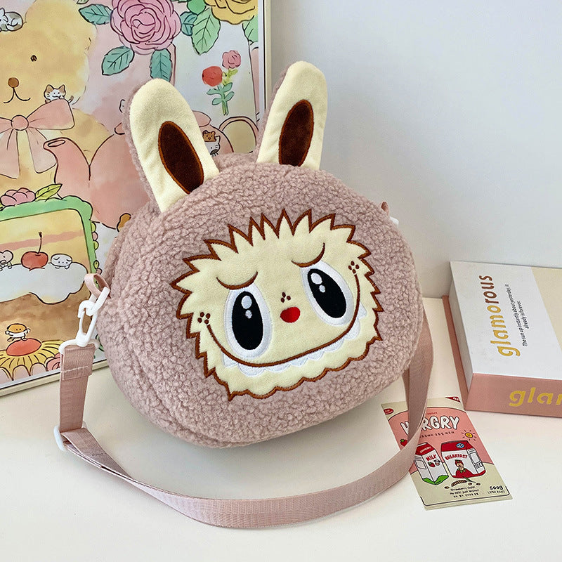 New Cartoon Crossbody Double Backpack Plush Bag City Park L Labubu Bag Crossbody Bag Children's Bag