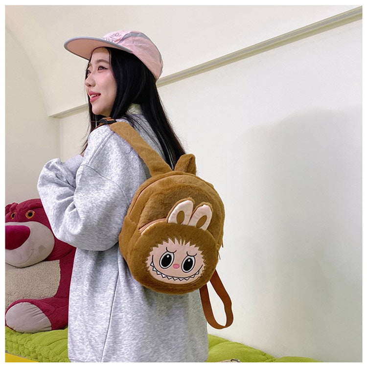 Home Crossbody Double-Shoulder Plush Coin Bag Plush Toy Children's Backpack