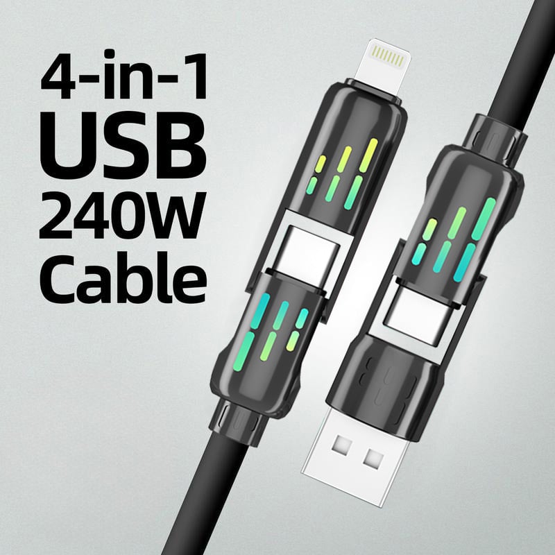 Last Day 50% OFF🌲Mfish 240W 4-in-1 USB C Cable (+Free Storage Bag)