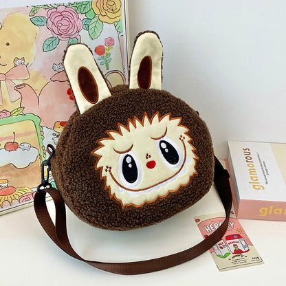 New Cartoon Crossbody Double Backpack Plush Bag City Park L Labubu Bag Crossbody Bag Children's Bag