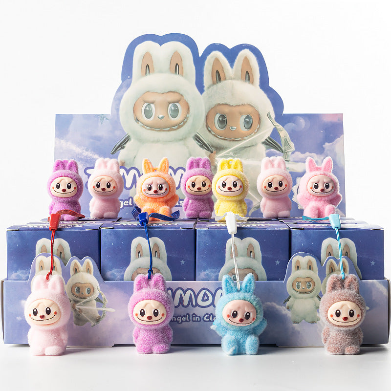Flocked Halloween Labubu Trendy Toy Doll Children's Toy Bubble Mart Figurine Blind Bag Blind Box