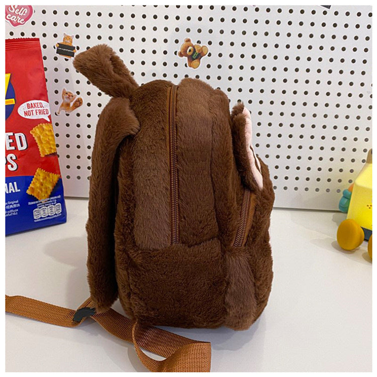 Home Crossbody Double-Shoulder Plush Coin Bag Plush Toy Children's Backpack