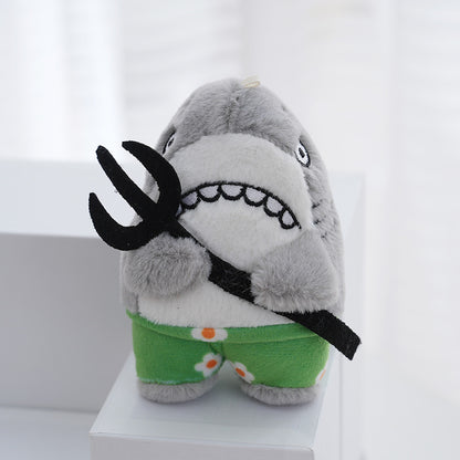 Shark Bee Plush Doll Shark Fork Small Decoration Toy Bag Decoration Plush Doll Funny Plush Toy