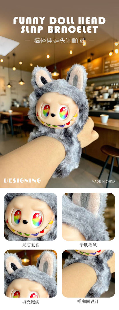 New Cute Labubu Snap Ring Bracelet Plush Toy Doll Children's Birthday Gift Plushie