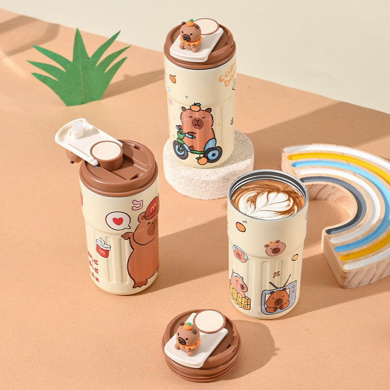 Labubu 316 Stainless Steel Insulated Cup Cartoon High-Value Straw Cup Portable Large Capacity Ice American Coffee Cup