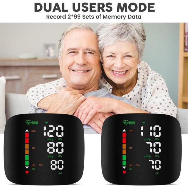 Wrist Blood Pressure Monitor, Rechargeable Monitors for Home Use with Digital Large Display, Voice Broadcast, Blood Pressure Machine, Carrying Case