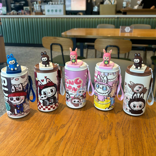 Labubu 316 Stainless Steel Insulated Cup Cartoon High-Value Straw Cup Portable Large Capacity Ice American Coffee Cup