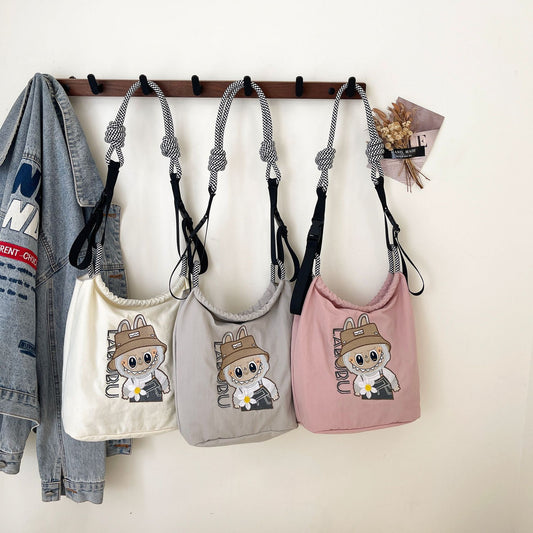 Premium Embroidered Nylon Square Bag Shopping Bag Simple Fashion Trendy Rabbu Commuter Versatile Canvas Bag Handbag