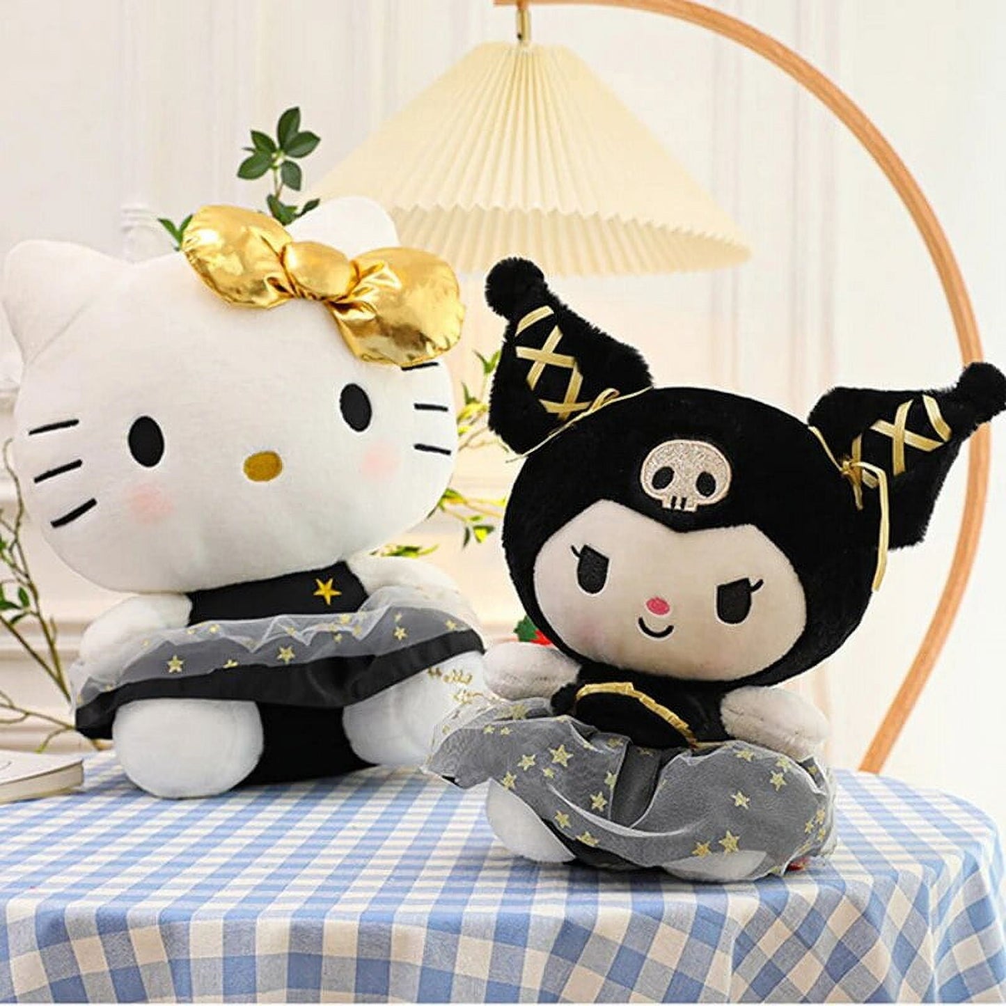 Cartoon Cute Plush Dolls Sanrioed Black Gold Kuromi Hello Kitty Plush Toy New Black Gold Kt Wedding Doll Gifts Kids Birthday ls