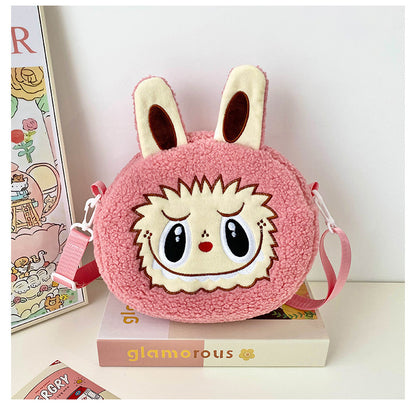 New Cartoon Crossbody Double Backpack Plush Bag City Park L Labubu Bag Crossbody Bag Children's Bag